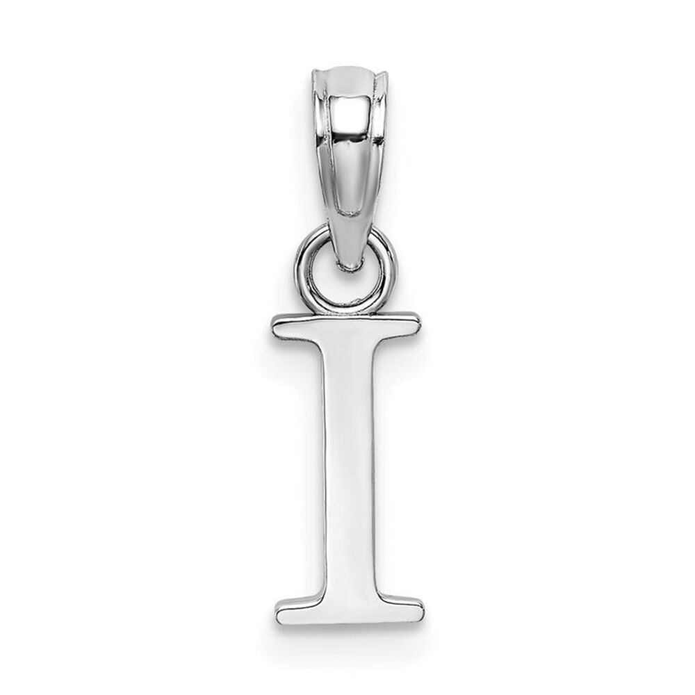 10k White Gold Polished I Block Initial Charm - image 4